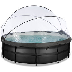 Каркасный бассейн с песочным фильтром, козырьком-навесом и тепловым насосом Exit Leather ø488x122 см, черный цена и информация | Бассейны | pigu.lt