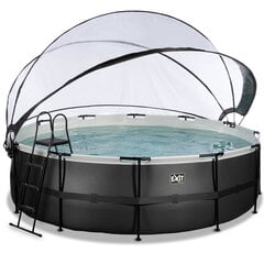 Каркасный бассейн с песочным фильтром, козырьком-навесом и тепловым насосом Exit Leather ø488x122 см, черный цена и информация | Бассейны | pigu.lt