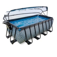 Каркасный бассейн с песочным фильтром, навесом и тепловым насосом Exit Stone, 400x200x122 см, серый цена и информация | Бассейны | pigu.lt