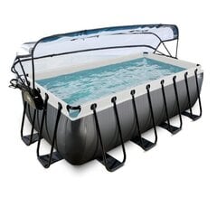 Каркасный бассейн с песочным фильтром, навесом и тепловым насосом Exit Leather 400x200x122 см, черный цена и информация | Бассейны | pigu.lt