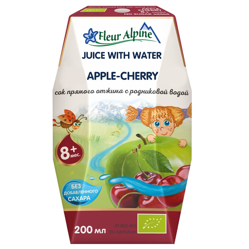 Obuolių-vyšnių sulčių gėrimas vaikams Fleur Alpine, nuo 8 mėn, 200 ml x 3 vnt. цена и информация | Užkandžiai, gėrimai vaikams | pigu.lt