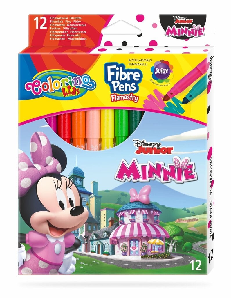 Nuplaunami flomasteriai Colorino Disney Junior Minnie, 12 spalvų цена и информация | Piešimo, tapybos, lipdymo reikmenys | pigu.lt