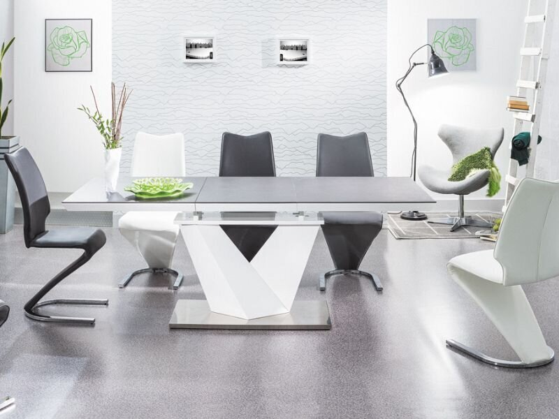 Išskleidžiamas stalas Signal Meble Alaras II, 120 cm, juodas/baltas kaina ir informacija | Virtuvės ir valgomojo stalai, staliukai | pigu.lt