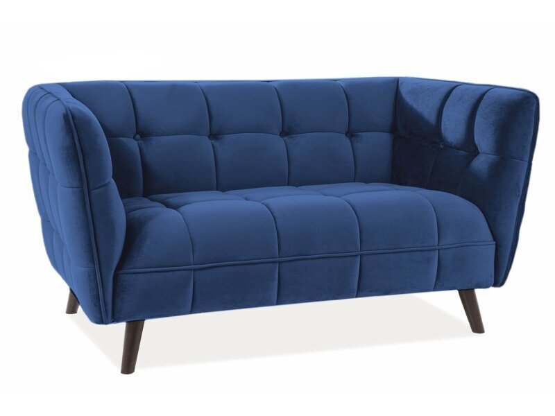 Dvivietė aksominė sofa Signal Meble Castello 2, tamsiai mėlyna kaina ir informacija | Sofos | pigu.lt