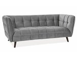 Trivietė aksominė sofa Signal Meble Castello 3, pilka