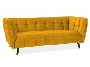 Трехместный бархатный диван Signal Meble Castello 3, желтый цена и информация | Диваны | pigu.lt