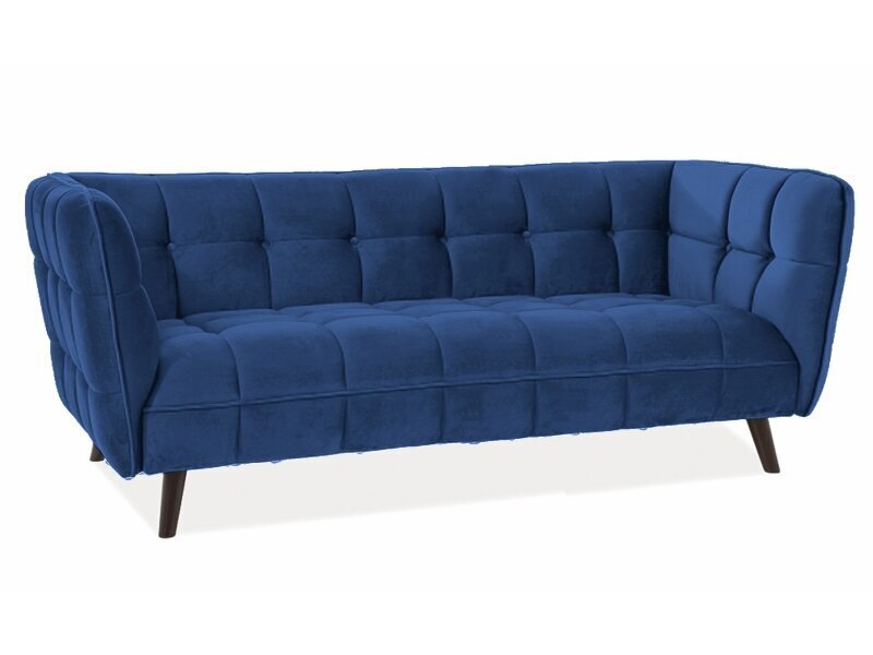 Trivietė aksominė sofa Signal Meble Castello 3, tamsiai mėlyna kaina ir informacija | Sofos | pigu.lt