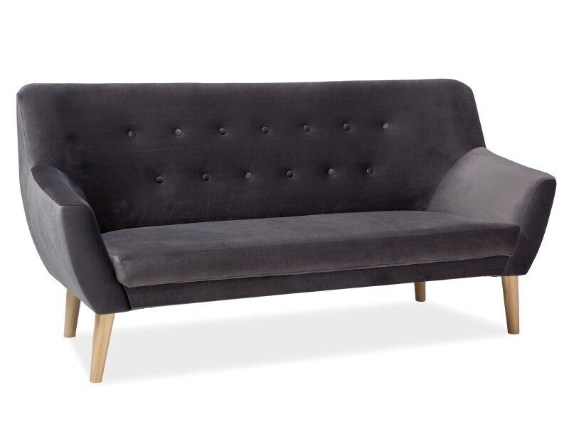 Trivietė aksominė sofa Signal Meble Nordic 3, pilka цена и информация | Sofos | pigu.lt