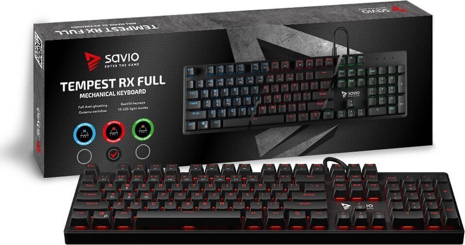 Savio Tempest RX Outemu RED kaina ir informacija | Klaviatūros | pigu.lt