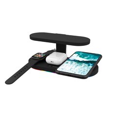 CANYON WS-501 5in1 Wireless charger, with UV sterilizer, with touch button for Running water light, Type c to USB-A cable length 1.2m,black цена и информация | Зарядные устройства для телефонов | pigu.lt