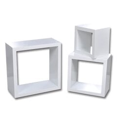 Настенные полки кубической формы, 6 шт., белый цвет цена и информация | Полки | pigu.lt
