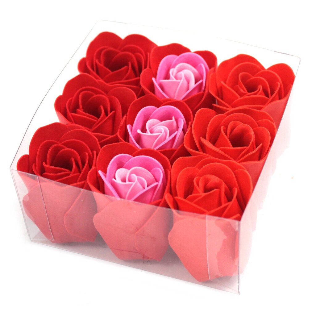 Raudonos muilo rožės dėžutėje, 9 vnt kaina ir informacija | Muilai | pigu.lt
