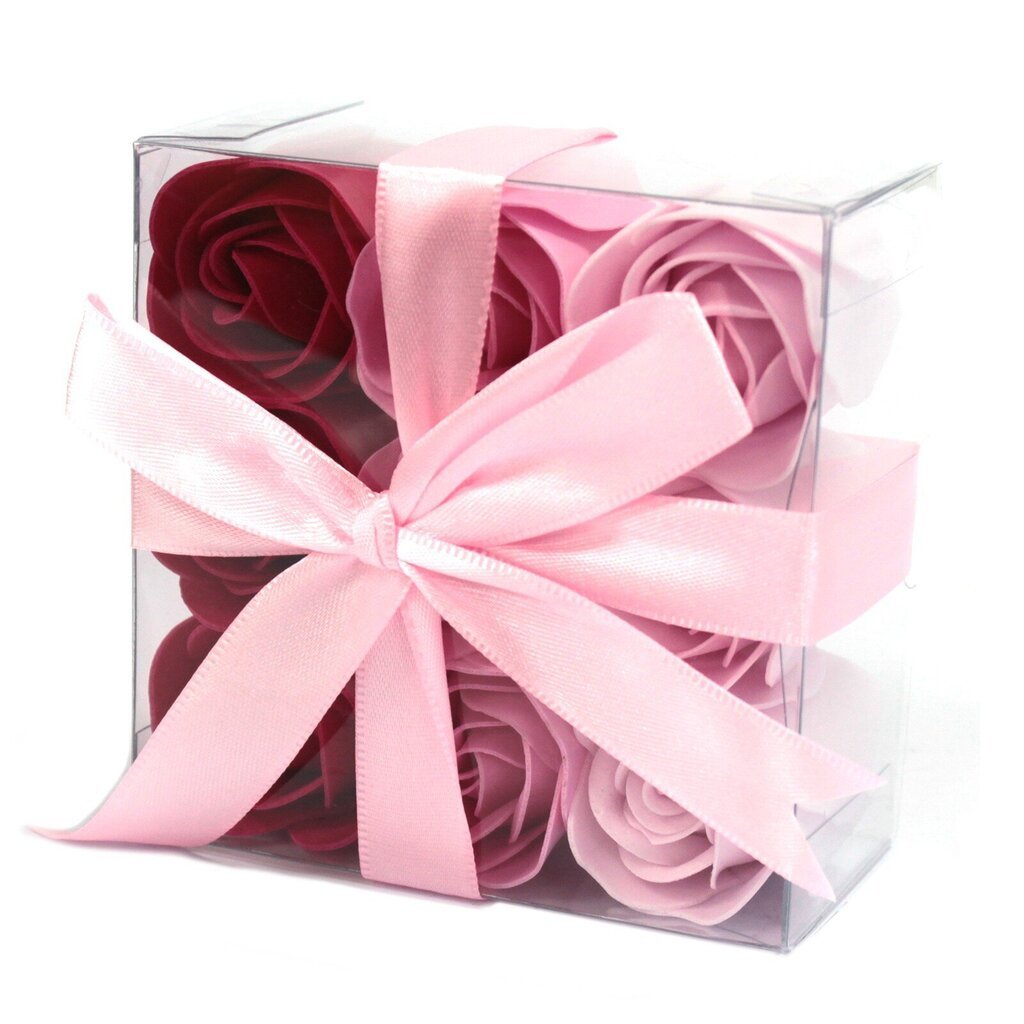 Rausvos muilo rožės dėžutėje, 9 vnt kaina ir informacija | Muilai | pigu.lt