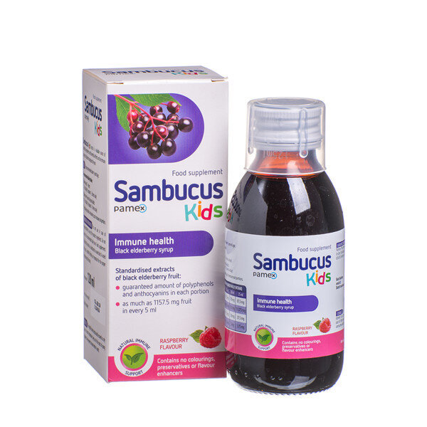 Maisto papildas Sambucus for Kids sirupas, 120 ml kaina ir informacija | Vitaminai, maisto papildai, preparatai gerai savijautai | pigu.lt