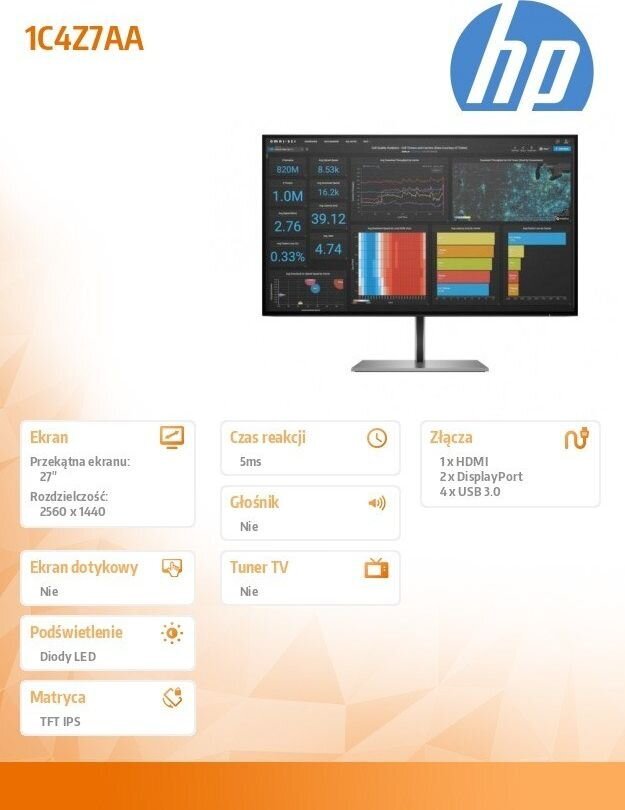 HP 1C4Z7AA kaina ir informacija | Monitoriai | pigu.lt