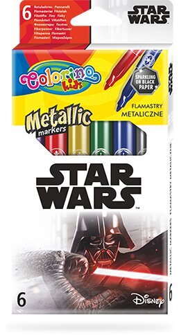 Nuplaunami flomasteriai Colorino Disney Star Wars, 6 metalizuotos spalvos kaina ir informacija | Piešimo, tapybos, lipdymo reikmenys | pigu.lt