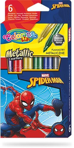 Nuplaunami flomasteriai Colorino Marvel Spider-Man, 6 metalizuotos spalvos цена и информация | Piešimo, tapybos, lipdymo reikmenys | pigu.lt
