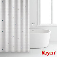 Dušo užuolaida Rayen, 180x200cm, balta kaina ir informacija | Vonios kambario aksesuarai | pigu.lt