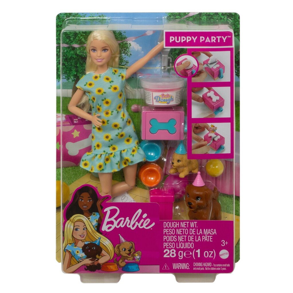 Lėlė Barbie šunų vakarėlių rinkinys, GXV75 цена и информация | Žaislai mergaitėms | pigu.lt