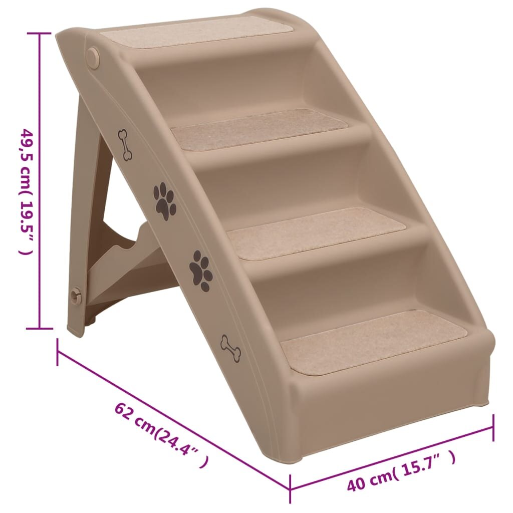 Sulankstomi laiptai šunims, 62x40x49,5cm, kaina ir informacija | Guoliai, pagalvėlės | pigu.lt