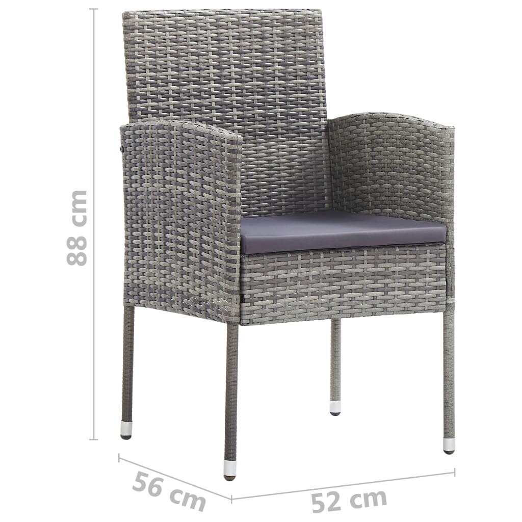 Sodo kėdės vidaXL, pilkos, 4 vnt. kaina ir informacija | Lauko kėdės, foteliai, pufai | pigu.lt