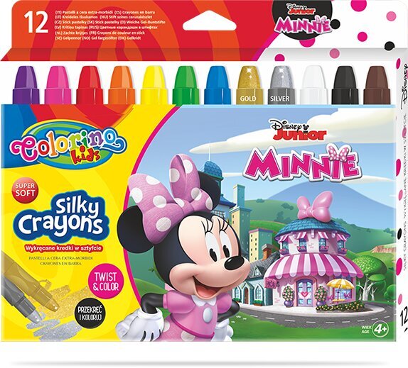 Išsukamos šilkinės kreidelės Colorino Disney Junior Minnie 3 in 1, 12 spalvų цена и информация | Piešimo, tapybos, lipdymo reikmenys | pigu.lt