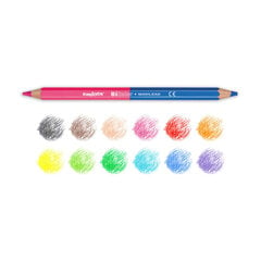 Spalvoti pieštukai Carioca Bi-Color Jumbo su drožtuku, 6 pieštukai - 12 spalvų kaina ir informacija | Piešimo, tapybos, lipdymo reikmenys | pigu.lt