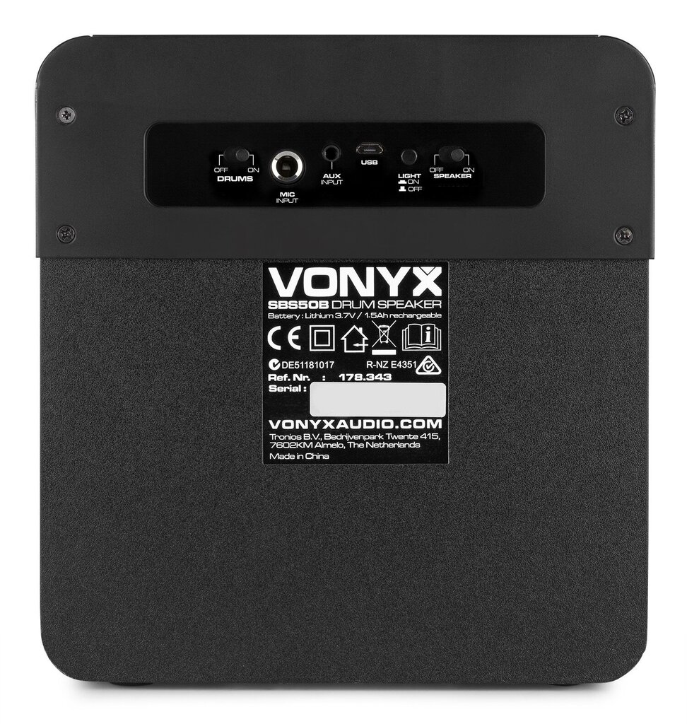 Vonyx SBS50B-DRUM kaina ir informacija | Garso kolonėlės | pigu.lt