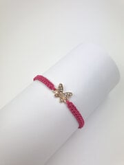 Плетеный браслет из розовой нити "Золотая бабочка" цена и информация | Женский браслет | pigu.lt