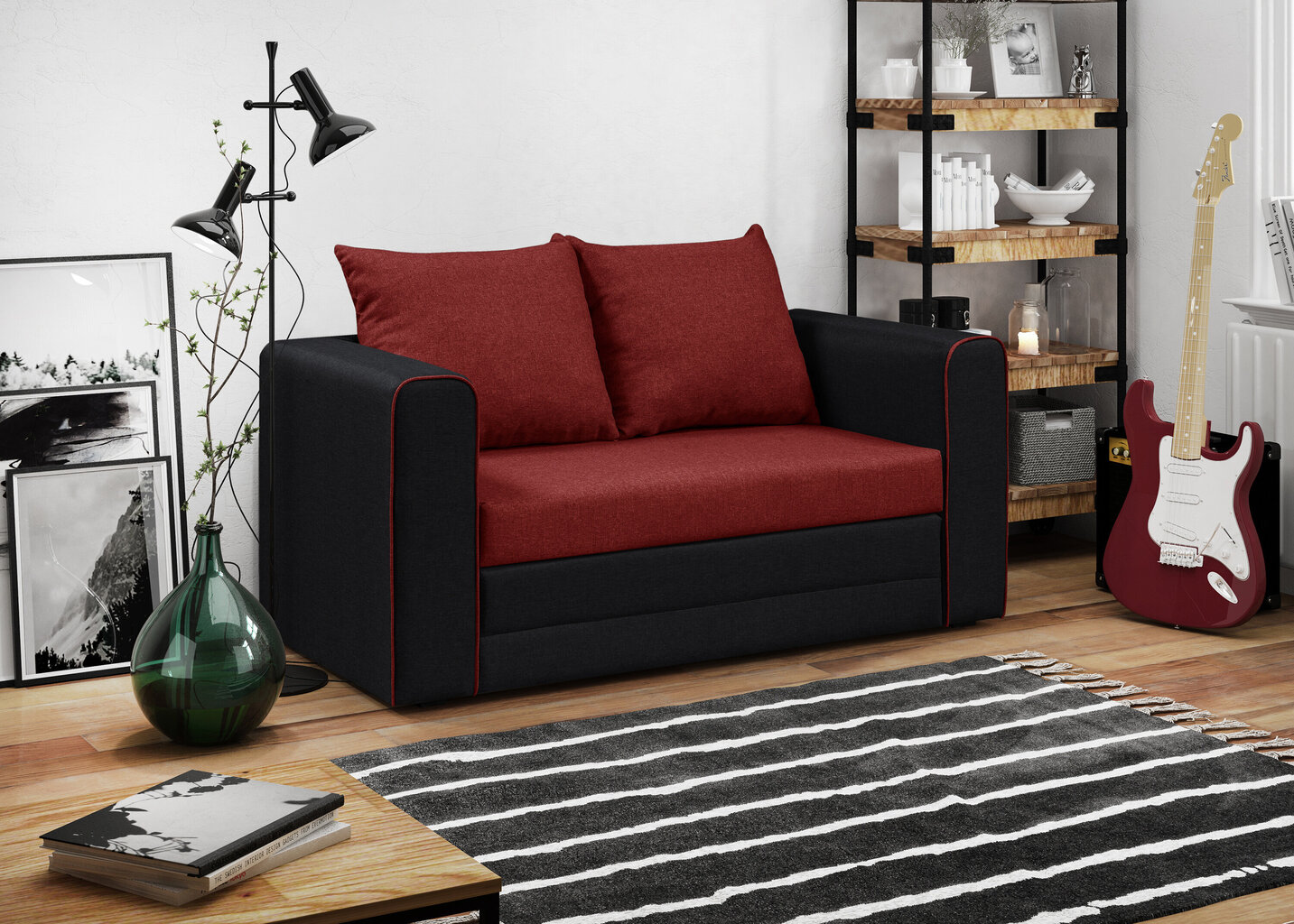 Sofa Bellezza Beta, juoda/raudona цена и информация | Sofos | pigu.lt