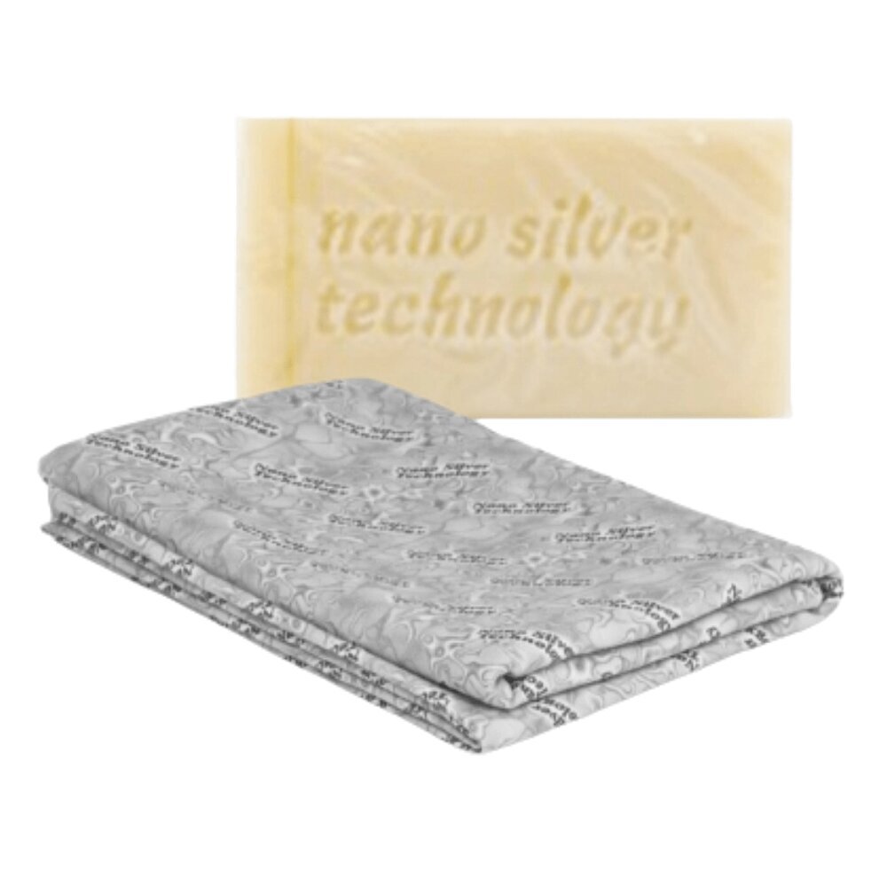 Raypath Nano Silver rinkinys su natūraliu muilu ir Sunbeam sausinimo šluoste 38×38 cm kaina ir informacija | Valymo reikmenys ir priedai | pigu.lt