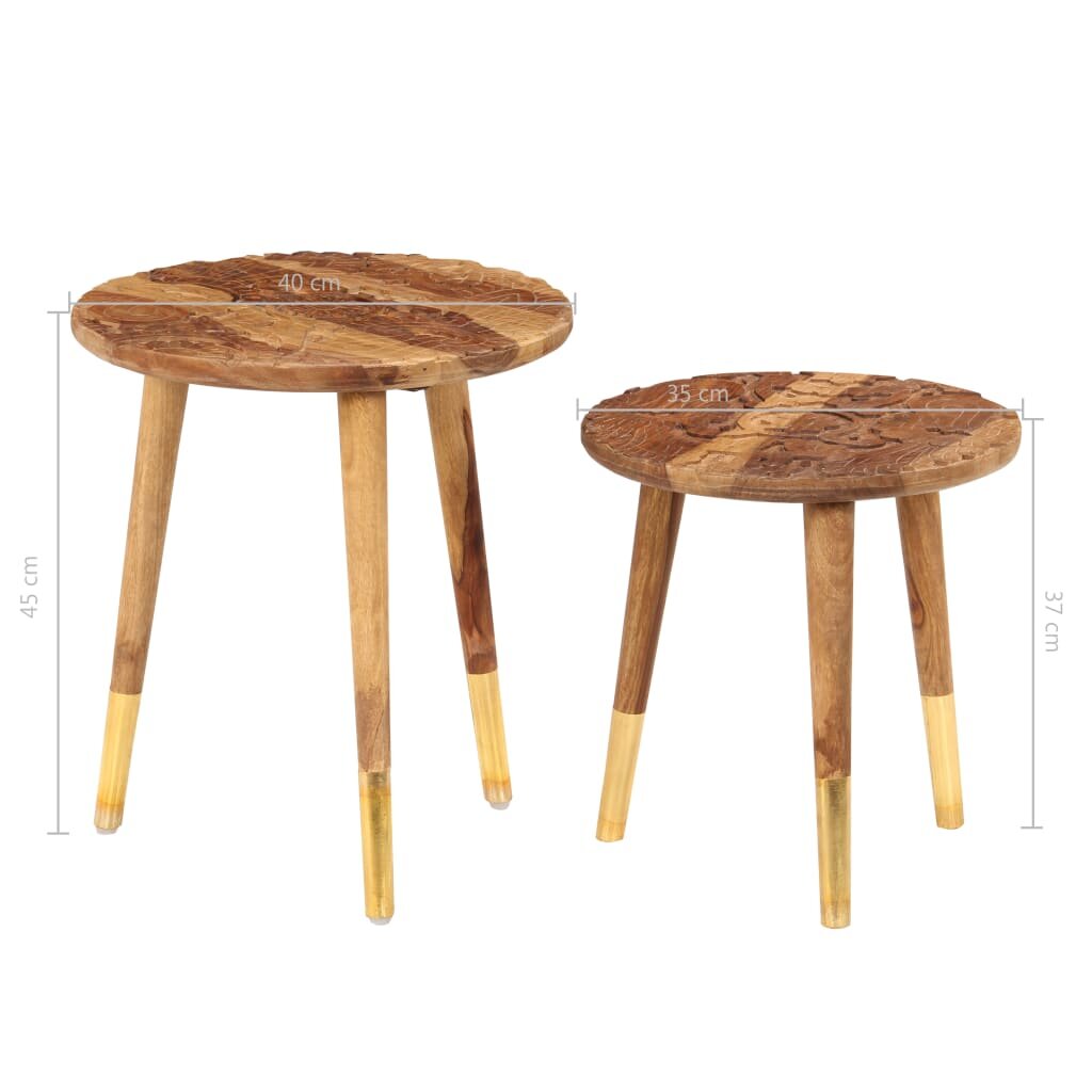 Kavos staliukai, 2vnt., rausvosios dalbergijos medienos masyvas kaina ir informacija | Kavos staliukai | pigu.lt
