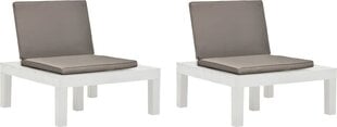 Садовые стулья с подушками, 2шт., белые цена и информация | Садовые стулья, кресла, пуфы | pigu.lt