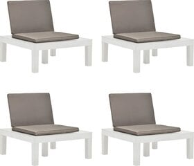 Садовые стулья с подушками, 4 шт., белые цена и информация | Садовые стулья, кресла, пуфы | pigu.lt