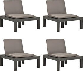 Sodo poilsio kėdės su pagalvėlėmis, 4vnt., antracito kaina ir informacija | Lauko kėdės, foteliai, pufai | pigu.lt
