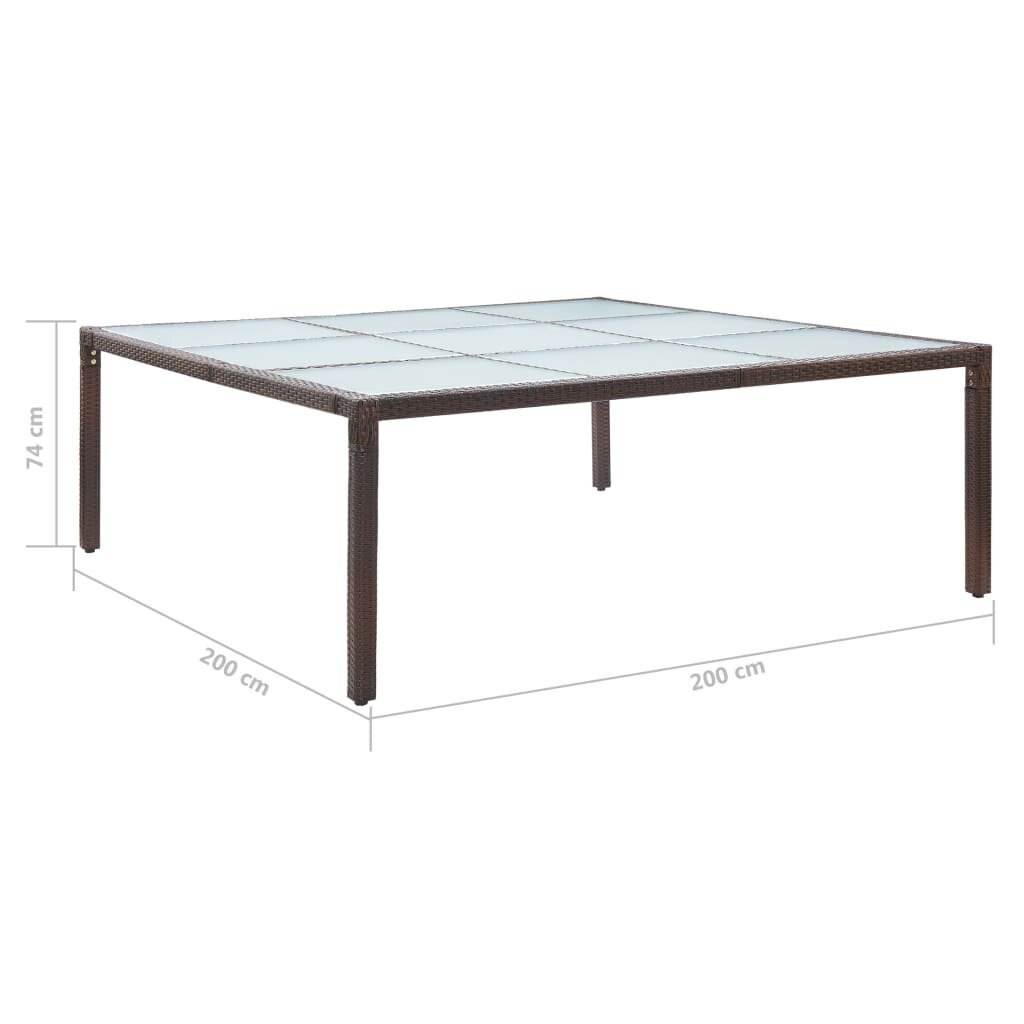 Sodo valgomojo stalas, rudos spalvos, 200x200x74cm kaina ir informacija | Lauko stalai, staliukai | pigu.lt