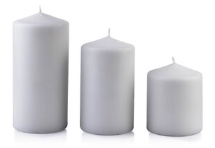 Свеча СВЕЧИ Ролик CLASSIC большой серый 8xh18cm цена и информация | Подсвечники, свечи | pigu.lt