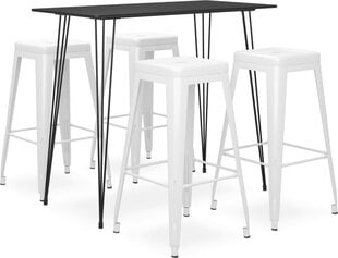 Набор мебели для бара vidaXL из 5 предметов, черный и белый цена и информация | Комплекты мебели для столовой | pigu.lt