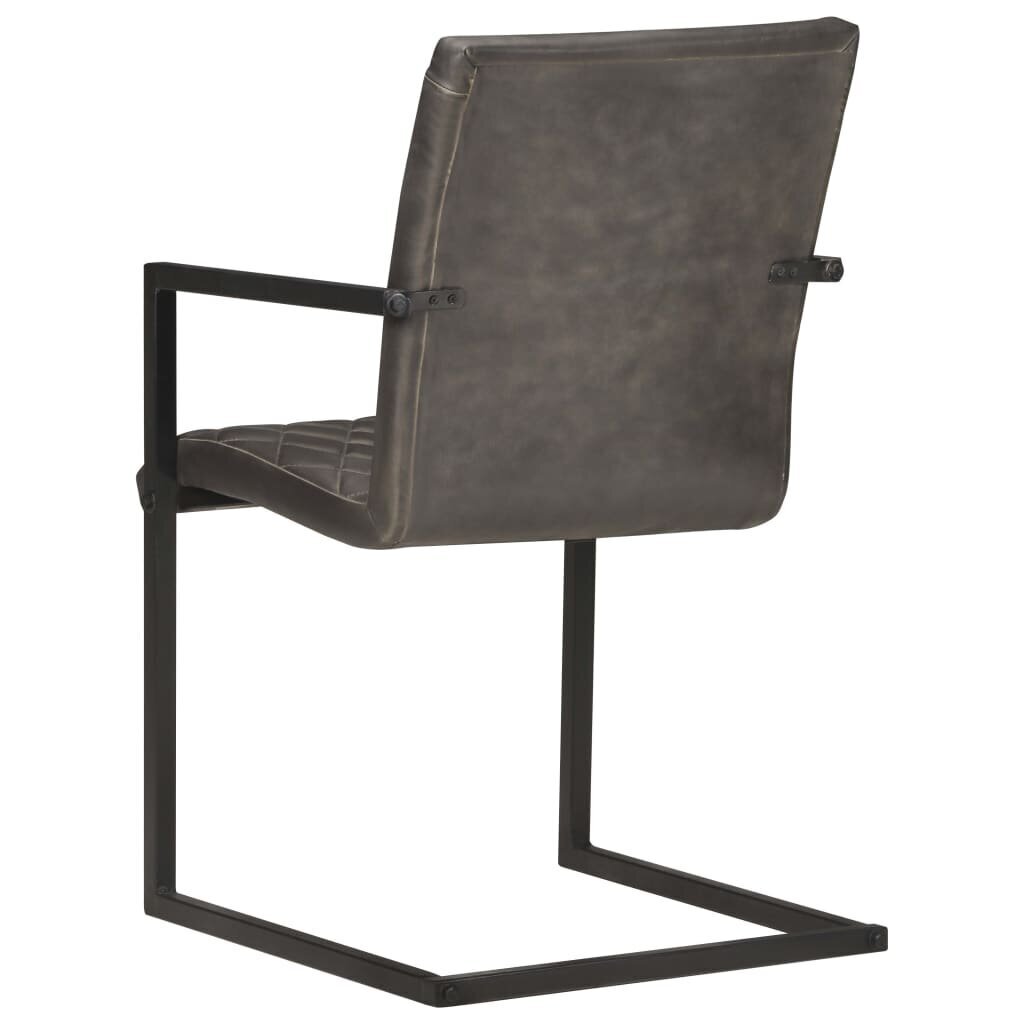 vidaXL Gembinės valgomojo kėdės, 6vnt., pilkos spalvos, tikra oda цена и информация | Virtuvės ir valgomojo kėdės | pigu.lt