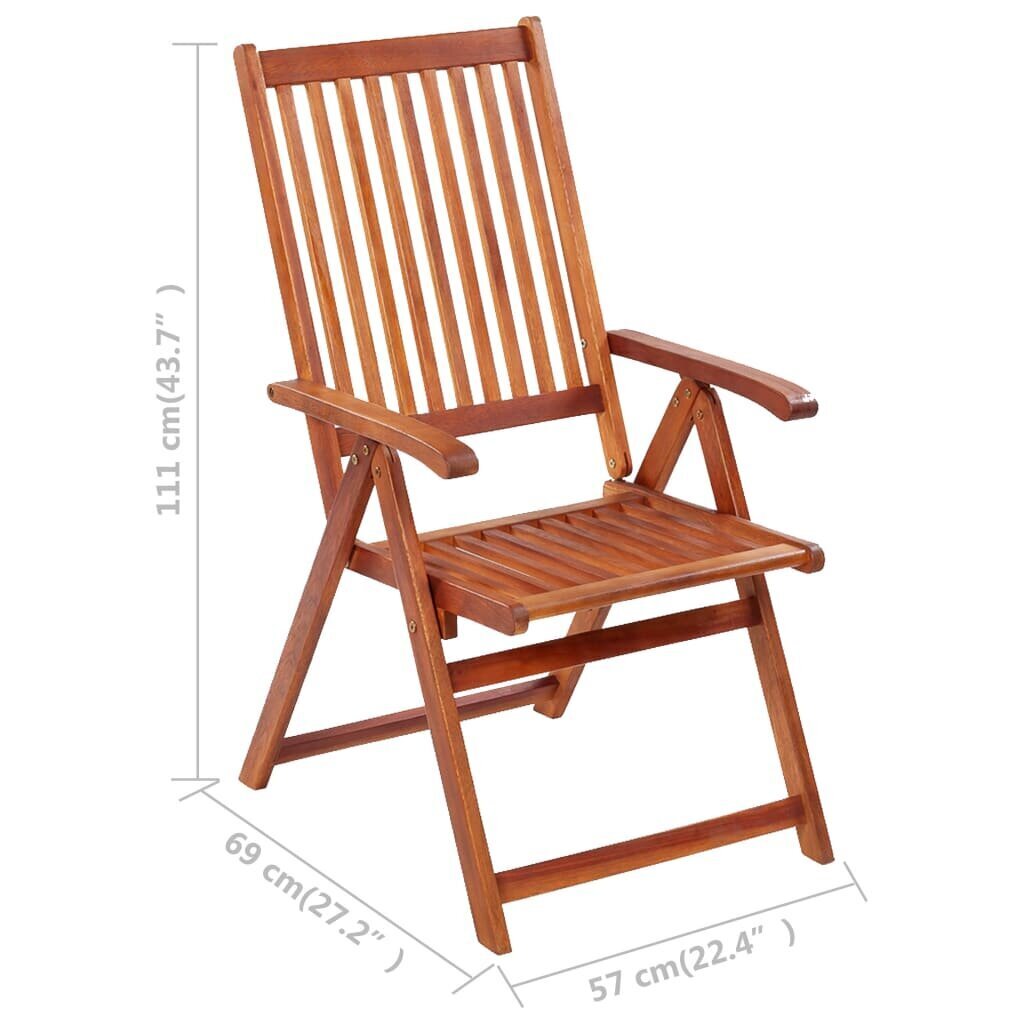 Sulankstomos lauko kėdės, 3 vnt., rudos kaina ir informacija | Lauko kėdės, foteliai, pufai | pigu.lt