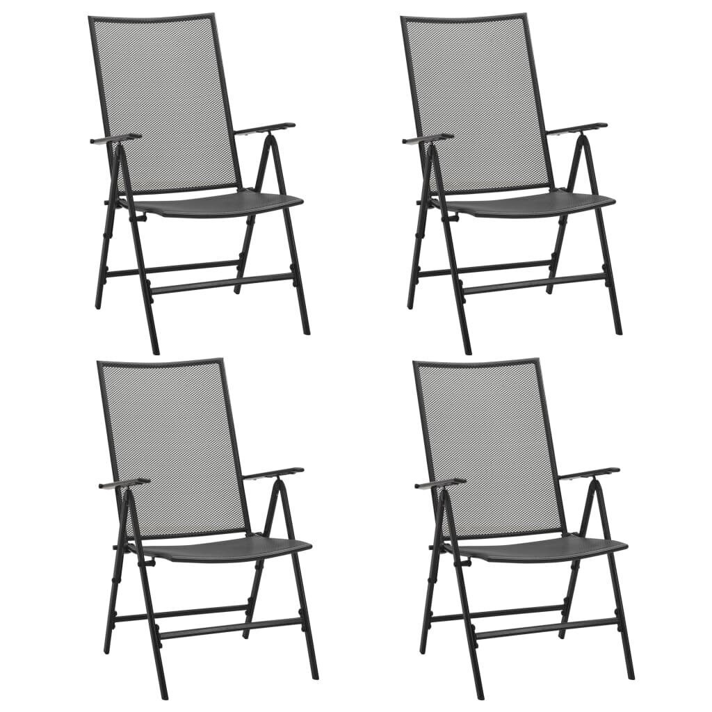 Sulankstomos lauko kėdės, 4 vnt., pilkos kaina ir informacija | Lauko kėdės, foteliai, pufai | pigu.lt