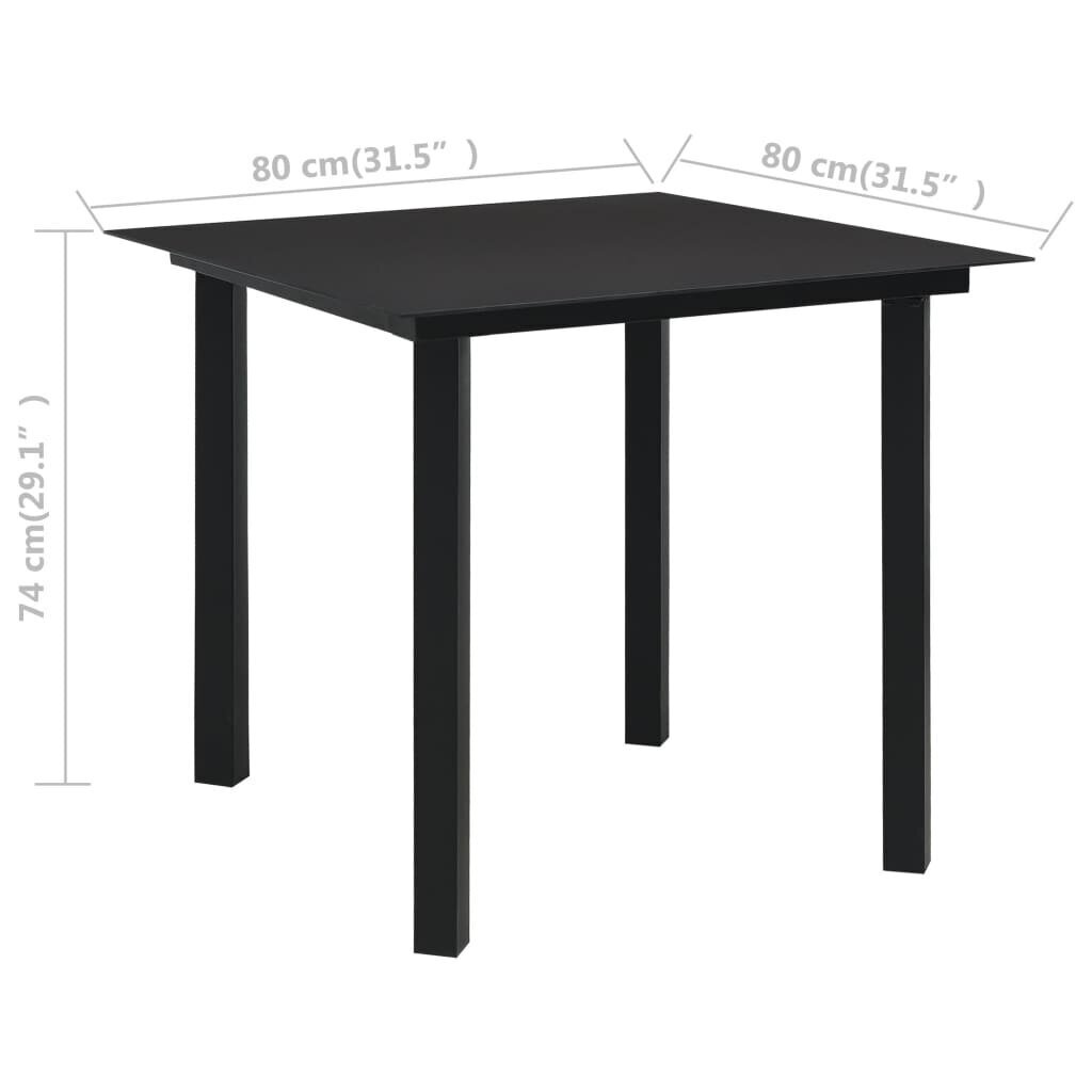 Sodo valgomojo stalas, juodas, 80x80x74cm kaina ir informacija | Lauko stalai, staliukai | pigu.lt