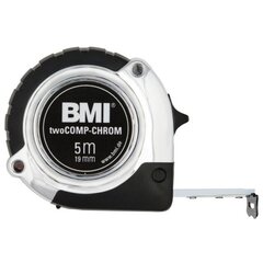 Рулетка BMI twoCOMP Chrom (5 м) цена и информация | Механические инструменты | pigu.lt
