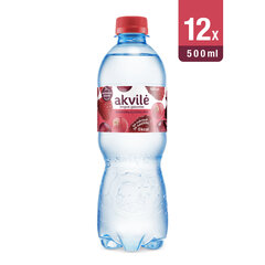 Lengvai gazuotas vanduo Akvilė su natūraliu raudonųjų uogų aromatu, 12 x 0.5 L (pakuotė) kaina ir informacija | Vanduo | pigu.lt
