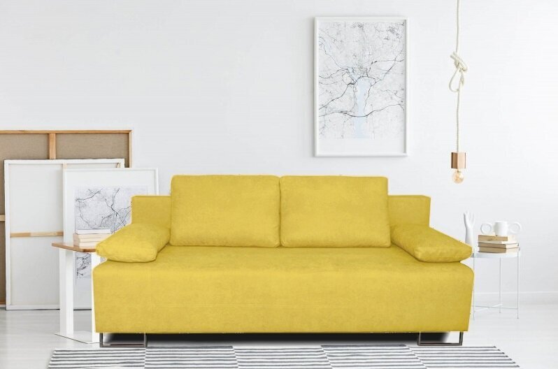Sofa Optima, geltona цена и информация | Sofos | pigu.lt
