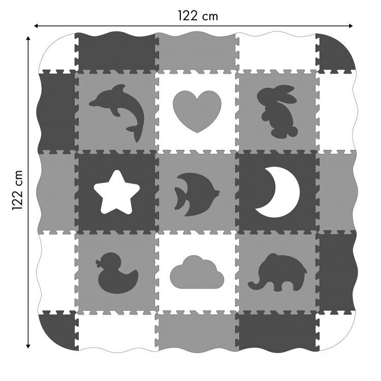 Kilimėlis-dėlionė su sienelėmis Ecotoys 122 x 122 cm, 25 d. kaina ir informacija | Lavinimo kilimėliai | pigu.lt