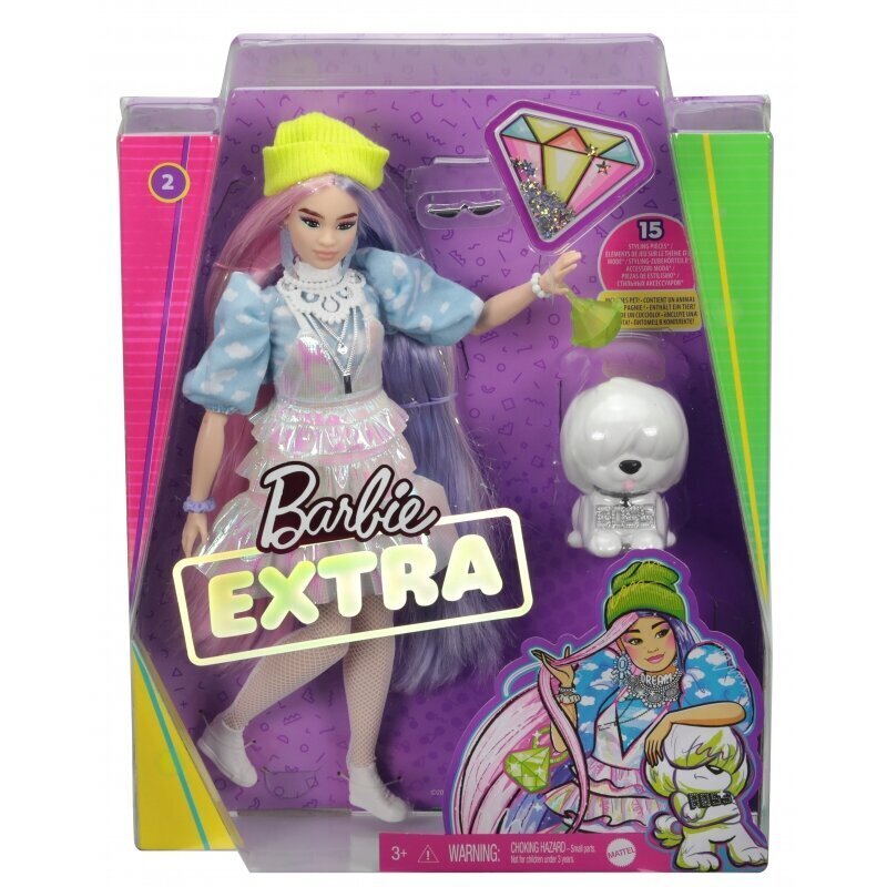 Lėlė Barbie Extra su rožine suknele цена и информация | Žaislai mergaitėms | pigu.lt