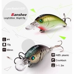 Vobleris Banshee Crankbait Bass 60mm 10g VC01 Black Back, Plūdrus kaina ir informacija | Vobleriai, masalai, blizgės | pigu.lt