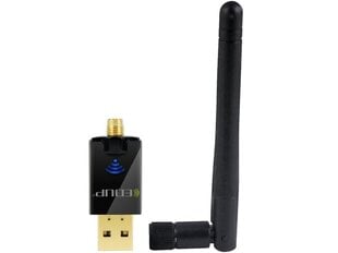 EDUP EP - AC1607 Dual Band 600 Mbps USB WiFi Adapter 2.4GHz / 5.8GHz / 802.11AC / With External Antenna - Black kaina ir informacija | Adapteriai, USB šakotuvai | pigu.lt