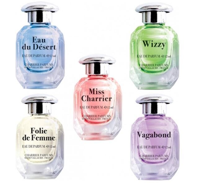 Rinkinys Charrier Parfums "Parfums de Luxe" moterims: Eau du Désert EDP, 12 ml + Folie de Femme EDP, 12 ml + Miss Charrie EDP, 12 ml + Vagabond EDP 12 ml + Wizzy, 12 ml kaina ir informacija | Kvepalai moterims | pigu.lt